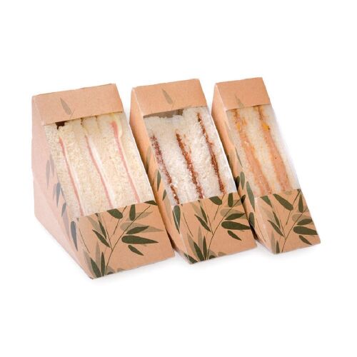 Коробка картонная для одинарного сэндвича с окном 12,4*12,4*5,5 см, 100 шт/уп, Garcia de Pou