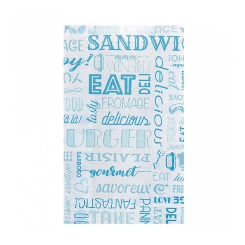 Пакет для гамбургера Parole 14+7*22 см, голубой, 500 шт/уп, жиростойкий пергамент, Garcia de Pou
