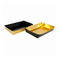Контейнер для кондитерских изделий, 19*12*3,5 см, двусторонний - золотой/черный, картон, 250 шт/уп,