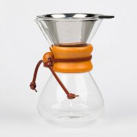 Кофейный стеклянный чайник c фильтром из нержавеющей стали, 400 мл, P.L.- Barbossa