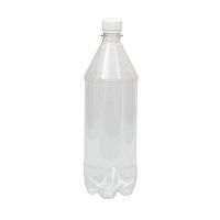 Бутылка пластиковая прозрачная с крышкой, 1 л, 75 шт/уп